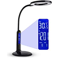 Aigostar Flexo 10KZO - Lámpara de escritorio LED 7W- Pantalla LCD con calendario- temperatura- alarma. táctil- 360lm. 5…